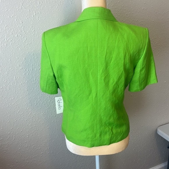 NWT Rafaella Lime Green Linen Blend Shoulder Pad Jacket Size 8 - Picture 4 of 7